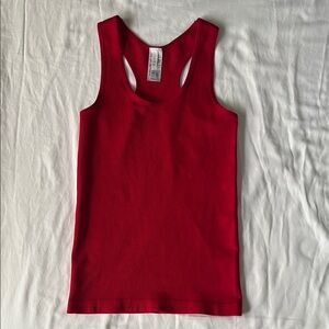 Ribbed Vibrant Red Tank Top Racerback Stretch Size Small/Medium